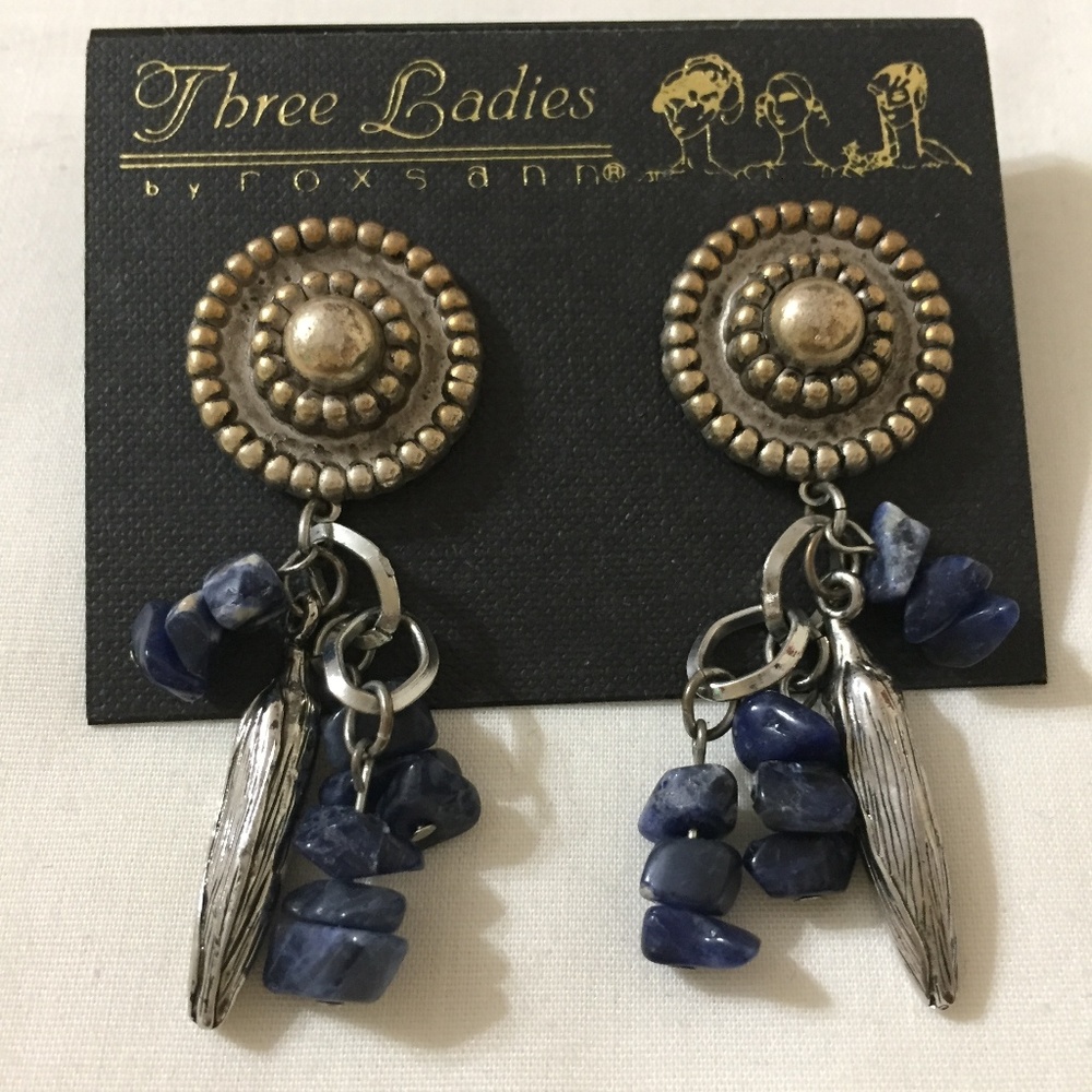 THREE LADIES DANGLE  DROP CORN & BEADS EARRINGS